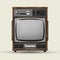 Radio and tv. Fictional, created model of retro tv set with blank grey screen isolated over white background. Vintage