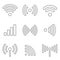 Radio waves line icons