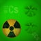 Radioactive Alert danger. ?esium 137 on a green background.