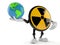 Radioactive character holding world globe