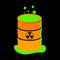 Radioactive green slime icon, Barrel with spilled liquid