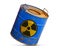 Radioactive hazard concept. Dirty barrel isolated