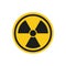 Radioactive hazard sign. Nuclear non-ionizing radiation symbol. Illustration of yellow triangle warning sign with trefoil icon