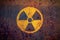 Radioactive nuclear energy radiation warning round yellow and black radioactive ionizing radiation danger symbol