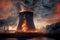 Radioactive nuclear reactors on fire of Chernobyl
