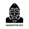 radioactive suit icon, black vector sign with editable strokes, concept illustration