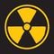 Radioactive symbol icon. Nuclear radiation warning sign. Atomic energy logo. Painted and ink grunge style.