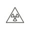 Radioactive warning icon vector. Line toxic symbol isolated. Trendy flat outline ui sign design. Thin linear radiation graphic pi