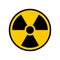 Radioactive warning yellow circle sign. Radioactivity warning symbol.