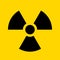 Radioactive warning yellow circle sign. Radioactivity warning vector symbol