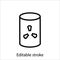 radioactive waste container hazard outline icon. Customizable linear contour symbol. Editable stroke