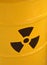 Radioactive yellow barrel of waste detail photography