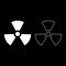 Radioactivity Symbol Nuclear sign icon outline set white color vector illustration flat style image