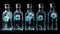 Radiographic Effect: Captivating Glass Bottles With Flower In Black Background