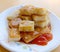 Radish cake closeup with sauce