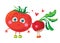 Radish in love with tomato. Vector characters.