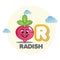 Radish mascot with letter R