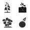 Radish, strawberry, watermelon, eggplant.Plant set collection icons in black style vector symbol stock illustration web.