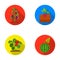 Radish, strawberry, watermelon, eggplant.Plant set collection icons in flat style vector symbol stock illustration web.