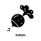 radish symbol icon, black vector sign with editable strokes, concept illustration