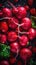 Radish with water drops, close-up shot on black background. AI Generated.