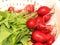 Radishes being washed in the sink in a colander