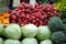 Radishes and lettuces in the agricultural market