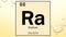 Radium chemical element symbol on yellow bubble background
