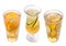 Radler. Beer cocktail with juice. Glasses on a white background