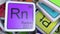 Radon Rn block on the pile of periodic table of the chemical elements blocks. 3D rendering