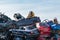 RADOUS, CZECH REPUBLIC - SEPTEMBER 15, 2019. Many wrecked cars  in landfill.