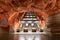 Raduset Station in Stockholm`s metro or subway station shows off it`s cavernous escalators in this underground depiction in