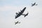 RAF BBMF, Battle of Britain Memorial Flight, flypast - Lancaster, Spitfire and Hurricane showing undersides