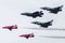 RAF F-35B with two Eurofighter Typhoons and the Red Arrows