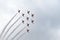 RAF Red Arrow flying in close formation