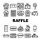 Raffle Lottery Game Collection Icons Set Vector