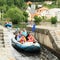 Rafters on river village Rozmberk