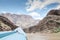 Rafting on a calm portion of the Colorado River i the Grand Canyon