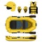 Rafting equipment and protective gear vector icon set