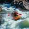 Rafting on a fast powerful mountain river. Generative AI