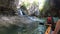 Rafting on Martvili canyon in summertime, Georgia.