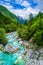 Rafting sport background river course valley vertical nature panorama