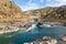 Rafting on Thompson River in a semi-rigid inflatables near Spences Bridge