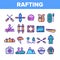 Rafting Trip, Sport Linear Vector Icons Set