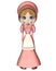Rag Doll in Pink Gingham Dress and Bonnet