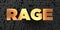 Rage - Gold text on black background - 3D rendered royalty free stock picture