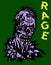 Rage zombie head. Vector illustration. Genre of horror.