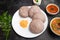 Ragi Idly, finger millet Idli  Sambar, coconut chutney  in Kerala India