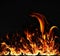 Raging Fire flames on isolate black background