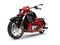 Raging red modern chopper motorcycle - epic shot